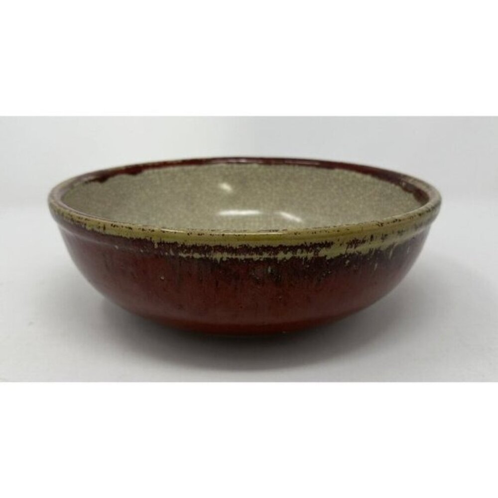 Vintage 1990s PIER 1 IMPORTS CRACKLE COLLECTION 10" Serving Bowl Rust Drip Glaze - Picture 2 of 12
